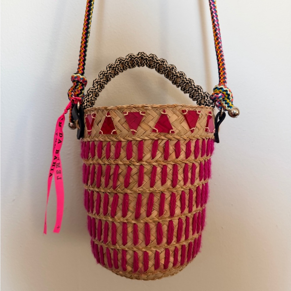Pink straw bag